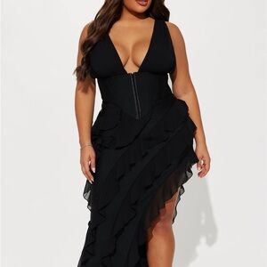 Elegant Black Ruffle Dress